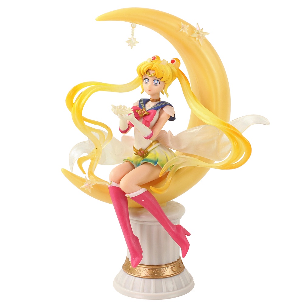 20 ซม.การ์ตูนอะนิเมะเซเลอร์มูน Tsukino Usagi Luna ตําแหน่งนั่ง Moon Action Figure เค้กตกแต่งคอลเลกชันตุ๊กตาของเล่นเด็ก