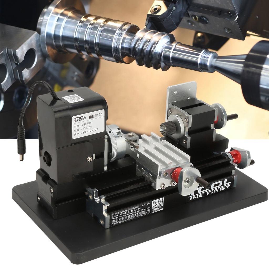 เครื่องกลึงโลหะ 24W ขนาดเล็ก มอเตอร์ 20000RPM สำหรับพลาสติก อะคริลิคนิ่ม ปลั๊ก US 100-240V