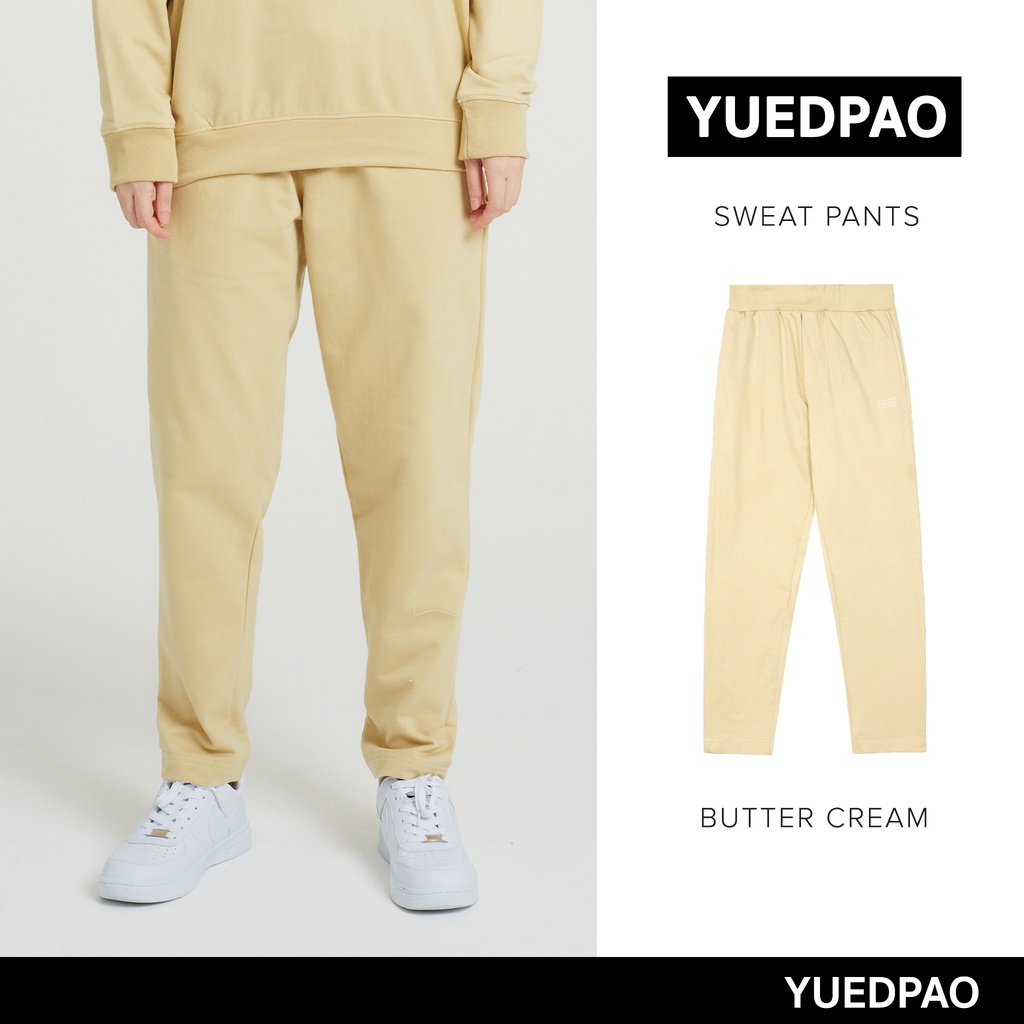 Yuedpao ยอดขาย No.1 รับประกันไม่ย้วย 2 ปี กางเกงยืดเปล่า กางเกงสีพื้น กางเกง Sweatpants สี Butter cream