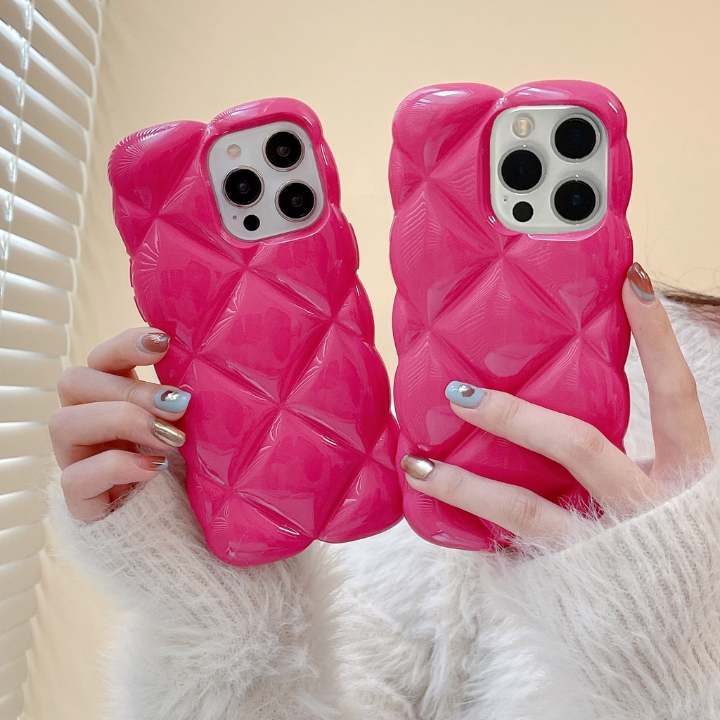 ยอดนิยมins 3D Roseสีแดงเพชรรูปตาข่ายสแควร์IMDเคสโทรศัพท์สําหรับIphone 16 15promax 14promax 14plus 13promax 12Promax 11 pro max