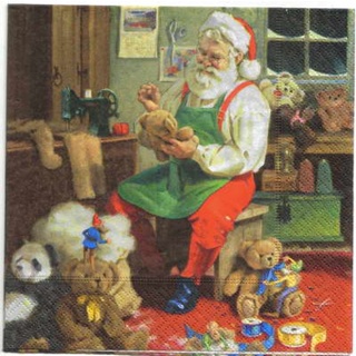 Pladao Napkin ภาพ คริสต์มาส ซานต้า เย็บตุ๊กตา Christmas กระดาษ แนพกิ้น สำหรับงานศิลปะ เดคูพาจ decoupage ขนาด L 33x33