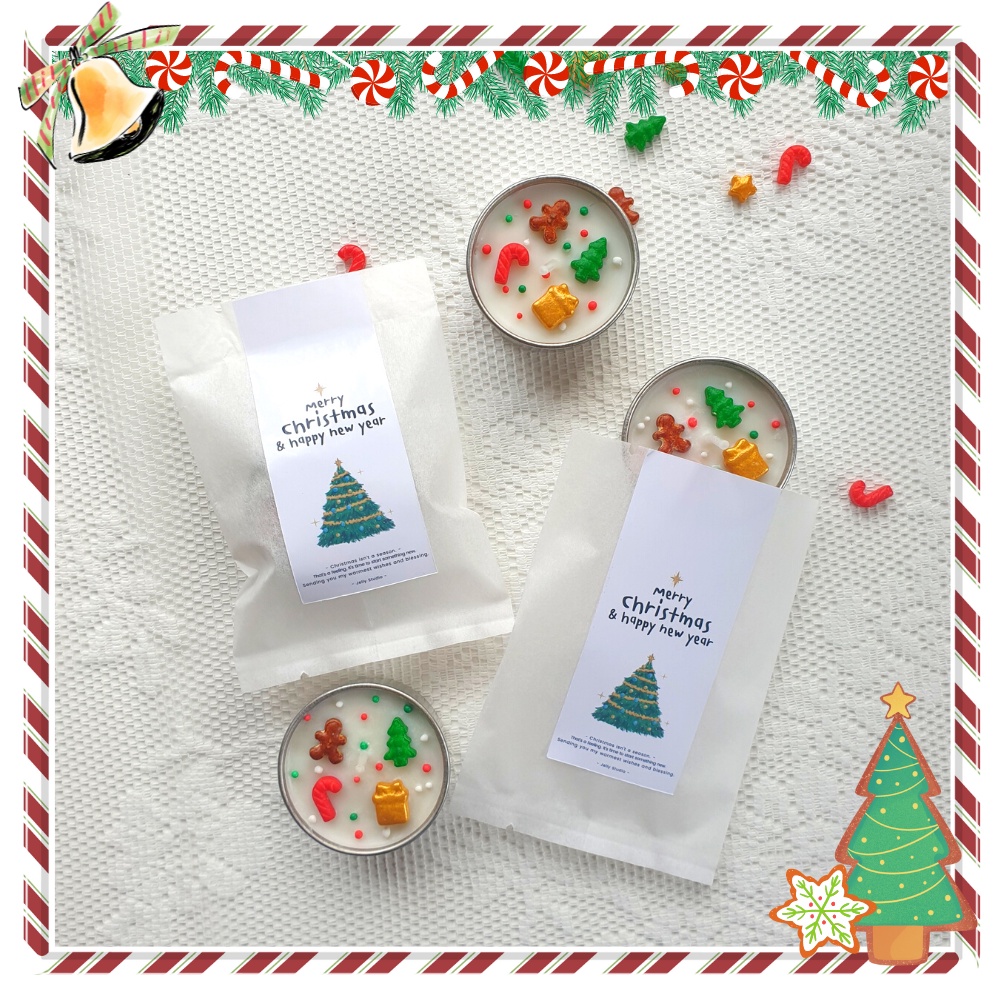 *พร้อมส่ง ทันคริสมาต* เทียนหอมChristmas พร้อมแพ็คเกตซองซิล