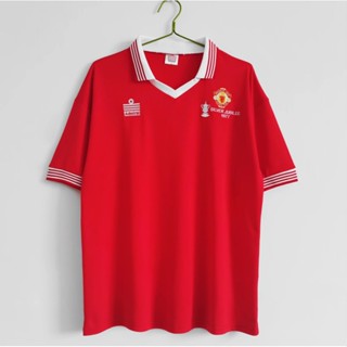 เสื้อกีฬาแขนสั้น ลายทีมชาติฟุตบอล Manchester United 1977 ชุดเหย้า สไตล์วินเทจ ไซซ์ S-XXL