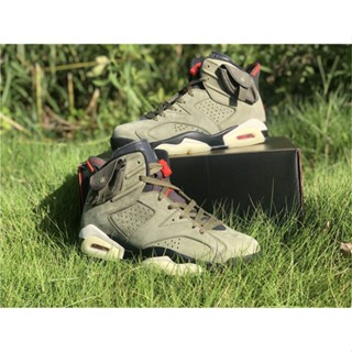 Travis Scott x Air Jordan 6 "Medium Olive" 2019 CN1084-200 รองเท้าบาสเก็ตบอล VYDE