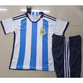 เสื้อกีฬาแขนสั้น ลายทีมชาติฟุตบอล Argentina 2022-23 ชุดเยือน สําหรับเด็ก