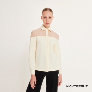 VICKTEERUT Re-Edition Long Sleeve Shirt with Mesh Detail เสื้อเชิ้ต แขนยาว ตกแต่งผ้าตาข่าย