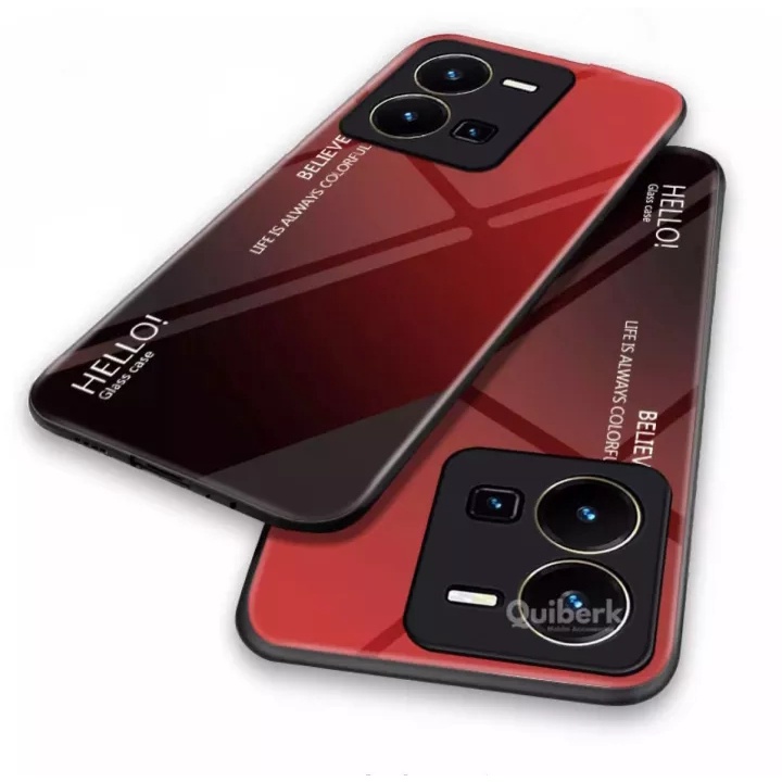 [ส่งจากไทย] Case VIVO Y35 เคสกระจกสองสี เคสเงาไล่สี ขอบนิ่ม TPU CASE เคสวีโว่ Vivo Y35 สีกระจกเทมเปอร์ปลอกแก้วฝาหลังกันช