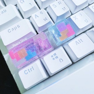 Keycap ปุ่มคีย์แคปเรซิ่น ลายตัวต่อTetris Keycap Mx Switch(สวิทช์  เชอรี่) Mechanical keyboard