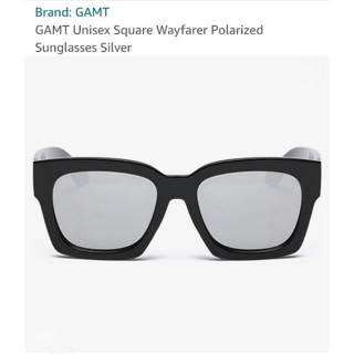 GAMT แว่นกันแดด Unisex Square Wayfarer Polarized Sunglasses Silver.