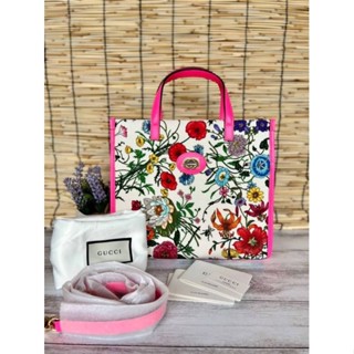 🎄กระเป๋าแคนวาส GG  550141 Flora Print Tote Bag Multicolor