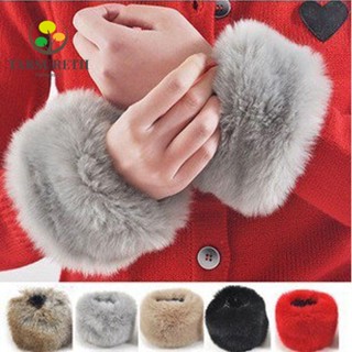 Tarsureth 1 Pairs Hot Sale Winter Warm Women Arm Warmer Faux Fur Soft Elastic Wrist Slap On Cuffs Plush Thicken Accessories Gray White