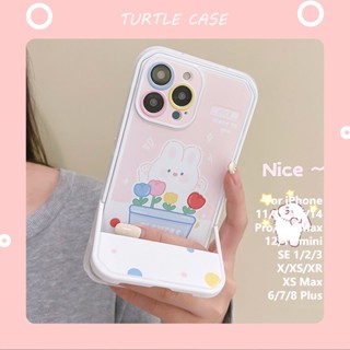 [พร้อมส่ง] เคสโทรศัพท์มือถือ ซิลิโคน ลายการ์ตูนกระต่าย พร้อมที่ตั้งวาง สําหรับ iPhone 14 13 12 11 promax XS XR xsmax se2020 6 7 8plus Mini