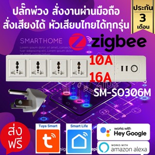 Tuya Smart Power Strip Zigbee  ปลั๊กพ่วง ปลั๊ก 3 ตา เปิด-ปิด แยกช่องอิสระ สั่งงานด้วยเสียง Google Nest Min , Alexa