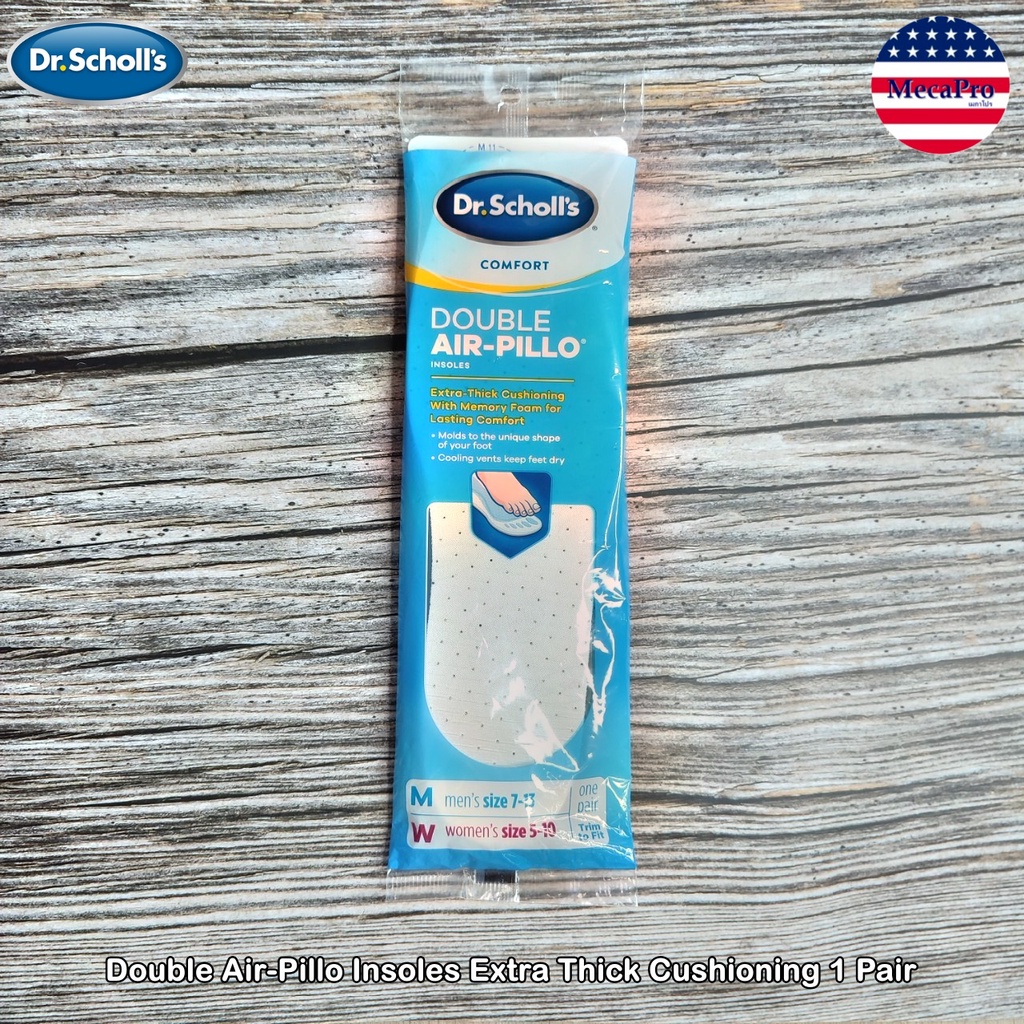 Dr.Scholl's® Double Air-Pillo Insoles Extra Thick Cushioning 1 Pair แผ่นรอง รองเท้า ลดแรงกระแทก