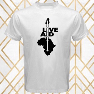 เสื้อยืด พิมพ์ลายโปสเตอร์ Live Aid Concert Tour หลากสีสัน คุณภาพสูง