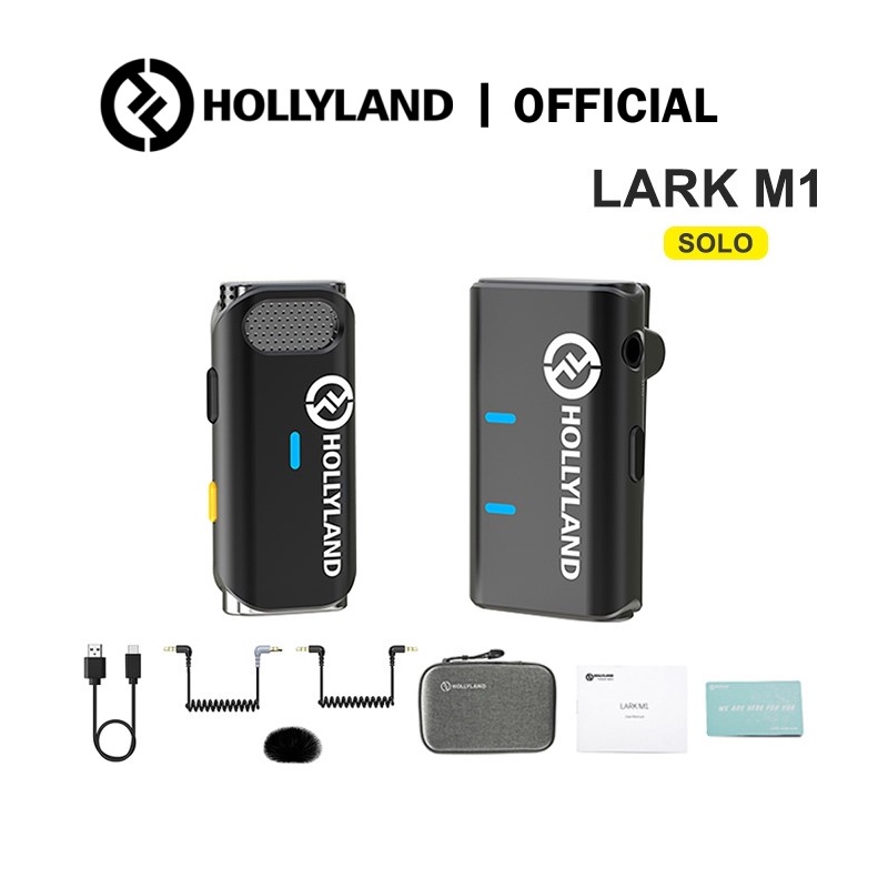 Hollyland Lark M1 ไมค์ไร้สาย แบบหนีบ (1ตัวส่งสัญญาณและ1ตัวรับสัญญาณ) ระยะรับส่งสัญญาณไกลถึง 200เมตร ,ใช้งานต่อเนื่องนาน 8ชั่วโมง，ช่องเสียบชาร์จแบตเตอรี่ พอร์ต USB-C , ไมค์ไร้สาย แบบหนีบ สำหรับ iPhone iPad และกล้องDSLR