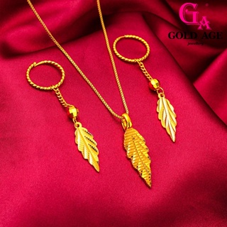 Ga เครื่องประดับแฟชั่น พร้อมส่ง ต่างหู จี้พู่ รูปใบไม้ กรุงเทพ 24K เรียบง่าย สําหรับผู้หญิง