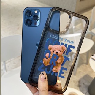 เคสโทรศัพท์มือถือแบบนิ่ม TPU ใส กันกระแทก ลายหมีน่ารัก สําหรับ IPhone 11 14 13 12 Pro XS Max X XR 7 8 6 6S Plus