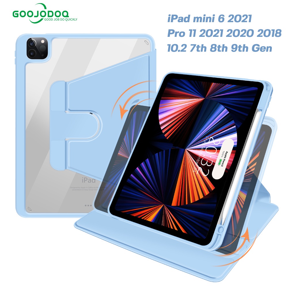 GOOJODOQ 2022 เคสไอแพดหมุนได้ 360° สำหรับไอแพดมินิ 6 เคสสำหรับไอแพดโปร 11 12.9 อากาศ 4 5 10.9 Gen9 Gen8 Gen7 10.2