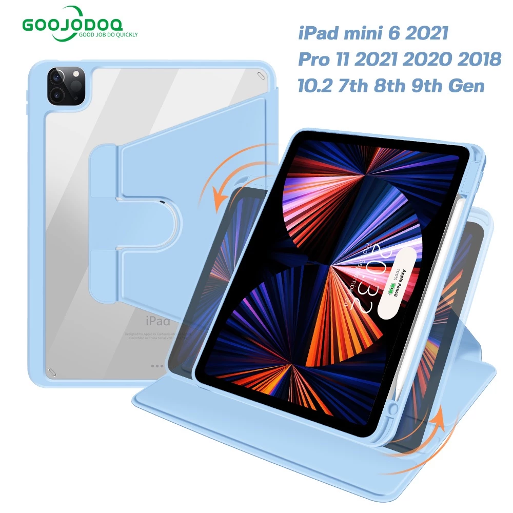 GOOJODOQ 2022 เคสไอแพดหมุนได้ 360° สำหรับไอแพดมินิ 6 เคสสำหรับไอแพดโปร 11 12.9 อากาศ 4 5 10.9 Gen9 Gen8 Gen7 10.2