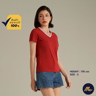 Mc Jeans เสื้อยืดแขนสั้นผู้หญิง คอวี สีแดง MTSZ965