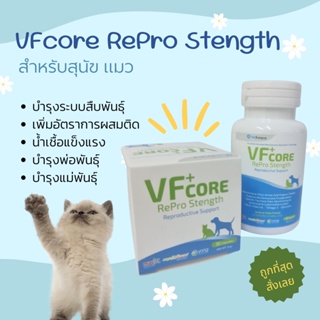 VFcore RePro Strength บำรุงระบบสืบพันธุ์ น้ำเชื้อแข็งแรง ติดลูกสมบูรณ์  บำรุงพ่อพันธุ์ สำหรับสุนับและแมว 30เม็ด