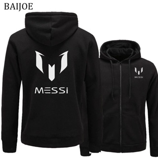 Jxlq เสื้อกันหนาว มีฮู้ด พิมพ์ลาย Messi มีซิป พลัสไซซ์ สําหรับผู้ชาย เพื่อน YQ