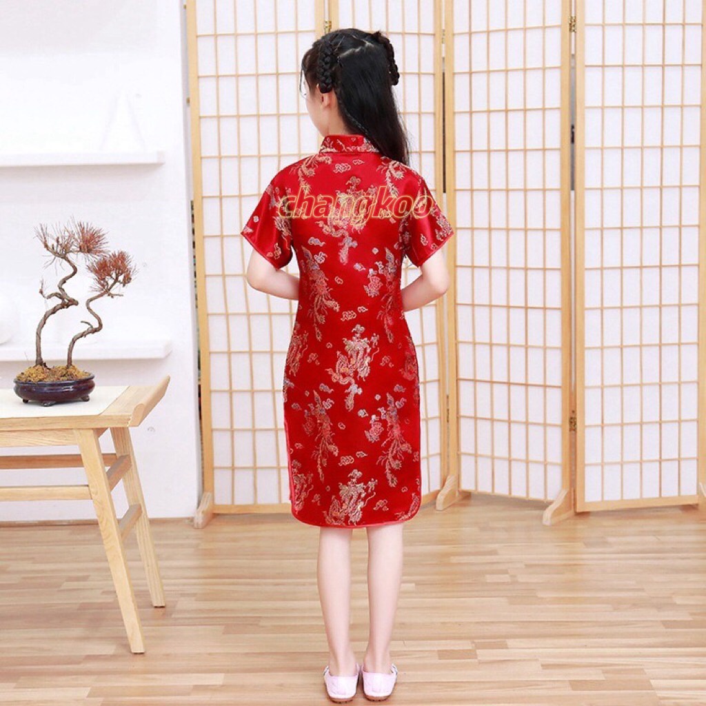 ชุดกี่เพ้าเด็กใส่ตรุษจีน ชุดกี่เพ้าแขนสั้นสไตล์จีน ชุดกระโปรงเด็กสีแดง มาใหม่ พร้อมส่ง ส่งจากกรุงเทพ - รูปที่ 5
