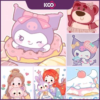 【KS อัพเกรด】ภาพวาดปักเพชร ลาย Kuromi 5D Sanrio และ Hello Kitty ขนาด 30x30 ซม. สําหรับตกแต่งผนังบ้าน