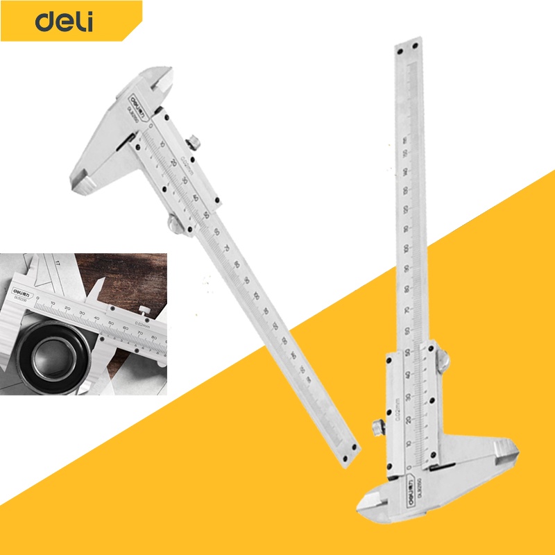 Deli เวอร์เนียร์ 6 นิ้ว ตัวเครื่องสแตนเลสแท้ เวอเนียร์ Vernier caliper