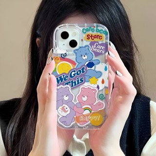 เคสโทรศัพท์มือถือ แบบใส ลายหมีสีรุ้ง สําหรับ iphone 14promax 11 13 12 7Plus X XS Max