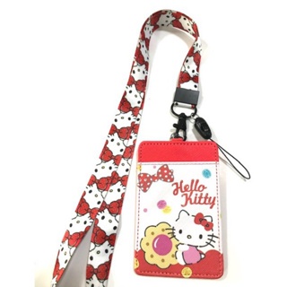 สายคล้องคอ สายคล้องบัตร  ที่ใส่บัตร ลาย HELLO KITTY RED  งานดี สวยงาม สำหรับ บัตร 6x8 cm (body 7x11cm) สายกว้าง2CM