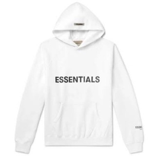 ใหม่พร้อมส่ง ของแท้ Essentials Fear Of God 3D Applique Logo White Hoodie