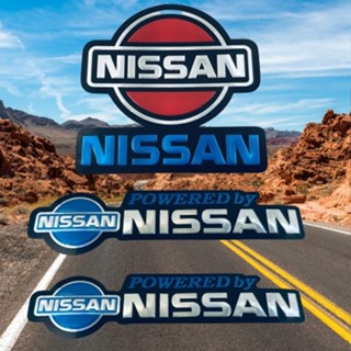 สติ๊กเกอร์ Nissan นิสสัน โลโก้ สีฟ้า สติกเกอร์ 3ชิ้น แต่งรถ ติดรถ รถยนต์ รถกระบะ 3D ปั๊มนูน ติดกระจก ท้ายรถ Logo Sticker