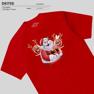 เสื้อยืด ลายคริสต์มาส SANTA &amp; DEERS | Deitee ab