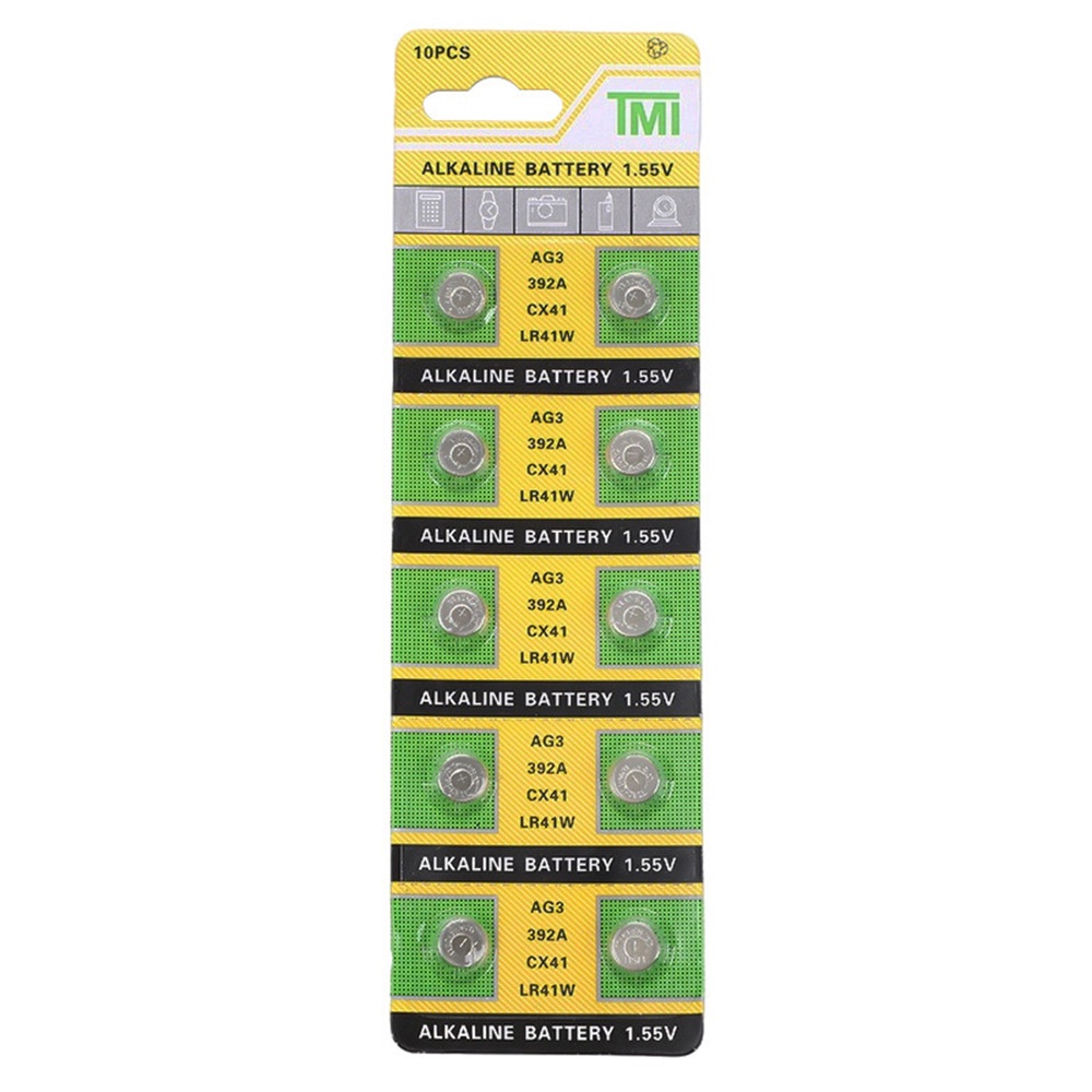 ถ่านกระดุม  AG3 / AG3TMI / LR392 / LR41  / CX41  alkaline battery 1.5 V ถ่านใส่เทียน ถ่านเทียน ถ่านนาฬิกา ถ่านเครื่องคิด