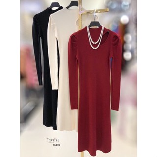🇰🇷NEW ARRIVAL🇰🇷 เดรสผ้าknitทอ ทรงเข้ารูปพอดีตัวสวย ช่วงคอเว้าสวยเก๋ ต้นแขนจีบทรงสวย