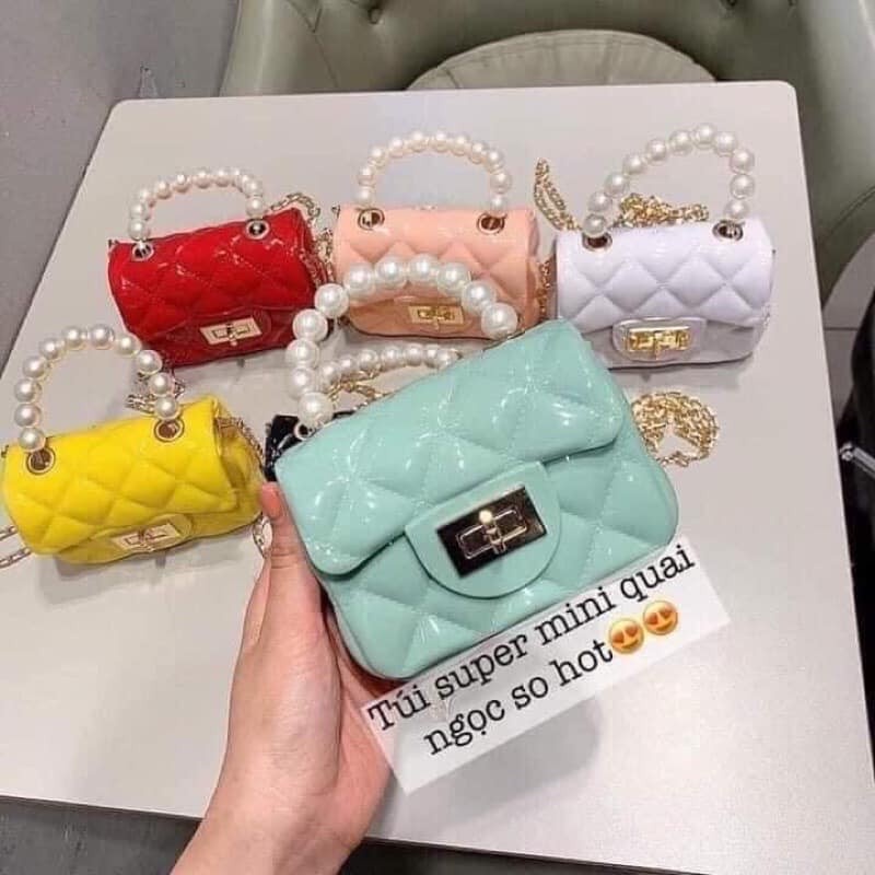 SUPER MINI HANDBAGS WITH JEWEL HANDLES FOR MOTHERS AND KIDS SUPER BEAUTIFUL_Rotary lock bag_NC STORE