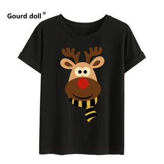 T Shirt Santa Print Tops Short Sleeve Christmas Cotton Children Kids T-shirt New Summer For Red Boy And Girls Birthday C