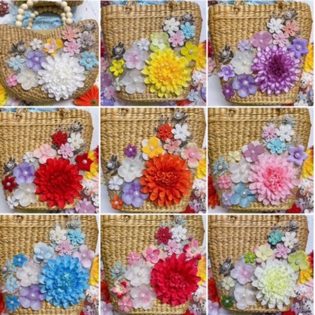 ช่อดอกไม้ตกแต่งเสื้อผ้า กระเป๋าสาน หมวก