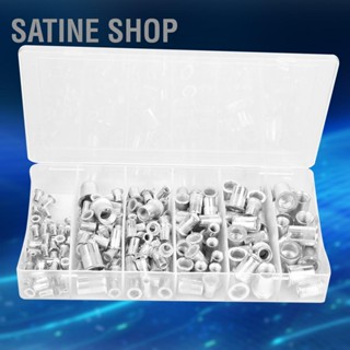 SaTine Shop 190PCS น็อตหมุดย้ำชุดอลูมิเนียมหัวแบนเกลียวน็อตยึด M3 M4 M5 M6 M8 M10