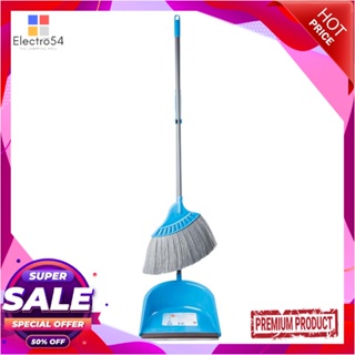 BROOM ชุดไม้กวาดพร้อมที่โกยผง POLY-BRITE 14 นิ้ว สีฟ้าBROOM SET POLY-BRITE 14" BLUE