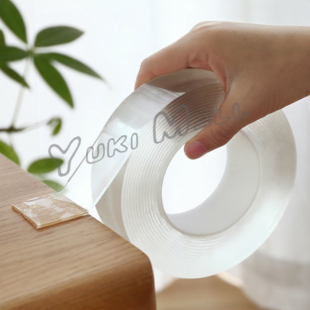 Yuki กาวสองหน้า เทปกาว ทำความสะอาดและนำมาใช้ใหม่ได้ มี 2 ขนาดให้ เลือก Double Side Adhesive Tape