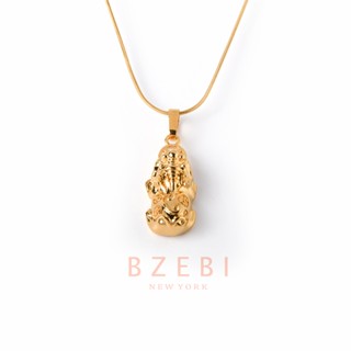 BZEBI สร้อยคอทอง ปี่เซียะ โซ่ แฟชั่น สแตนเลส จี้ สแตนเลส ชุบทอง18k ทองคำแท้ ไม่ลอกไม่ดํา เครื่องประดับ ไม่ลอก ไม่ดำ ไม่แพ้ สําหรับผู้หญิง 871n