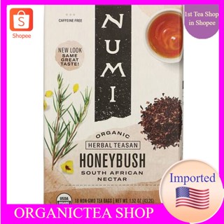 ชา​ Numi Tea​ Organic Herbal Teasan​ Honeybush Caffeine Free, 18 Tea Bags