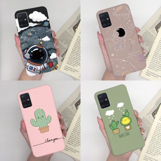 เคสโทรศัพท์ ซิลิโคนนิ่ม TPU ลายนักบินอวกาศ กระบองเพชรน่ารัก สําหรับ Samsung Galaxy A71 A51 A31 A 71 51 31