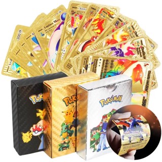 55 ชิ้น/กล่อง Pokemon Gold Foil Cards ภาษาอังกฤษ Trading Card Collection การ์ดโปเกม่อน