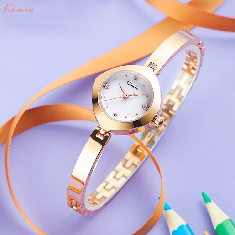 นาฬิกาแฟชั่น นาฬิกาดีไซน์เรียบง่าย หน้าปัดเบาบาง กันน้ำได้ รับประกัน 1 ปี Kimio คิมิโอ๊ะ นาฬิกาข้อมือผู้หญิง รุ่น K6296S