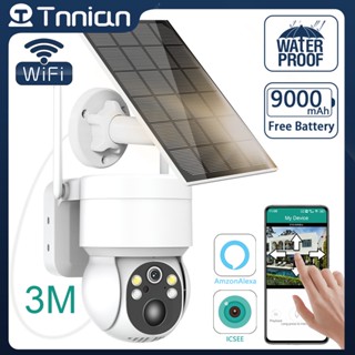 Tnnian กล้องวงจรปิดไร้สาย พลังงานแสงอาทิตย์ 5MP Wifi PIR IR มองเห็นกลางคืน ICSee PRO