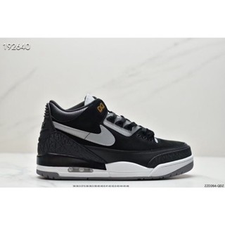 C5xe ของแท้ 100% Air Jordan 3 ย้อนยุค สีดํา สีเทา พรีเมี่ยม